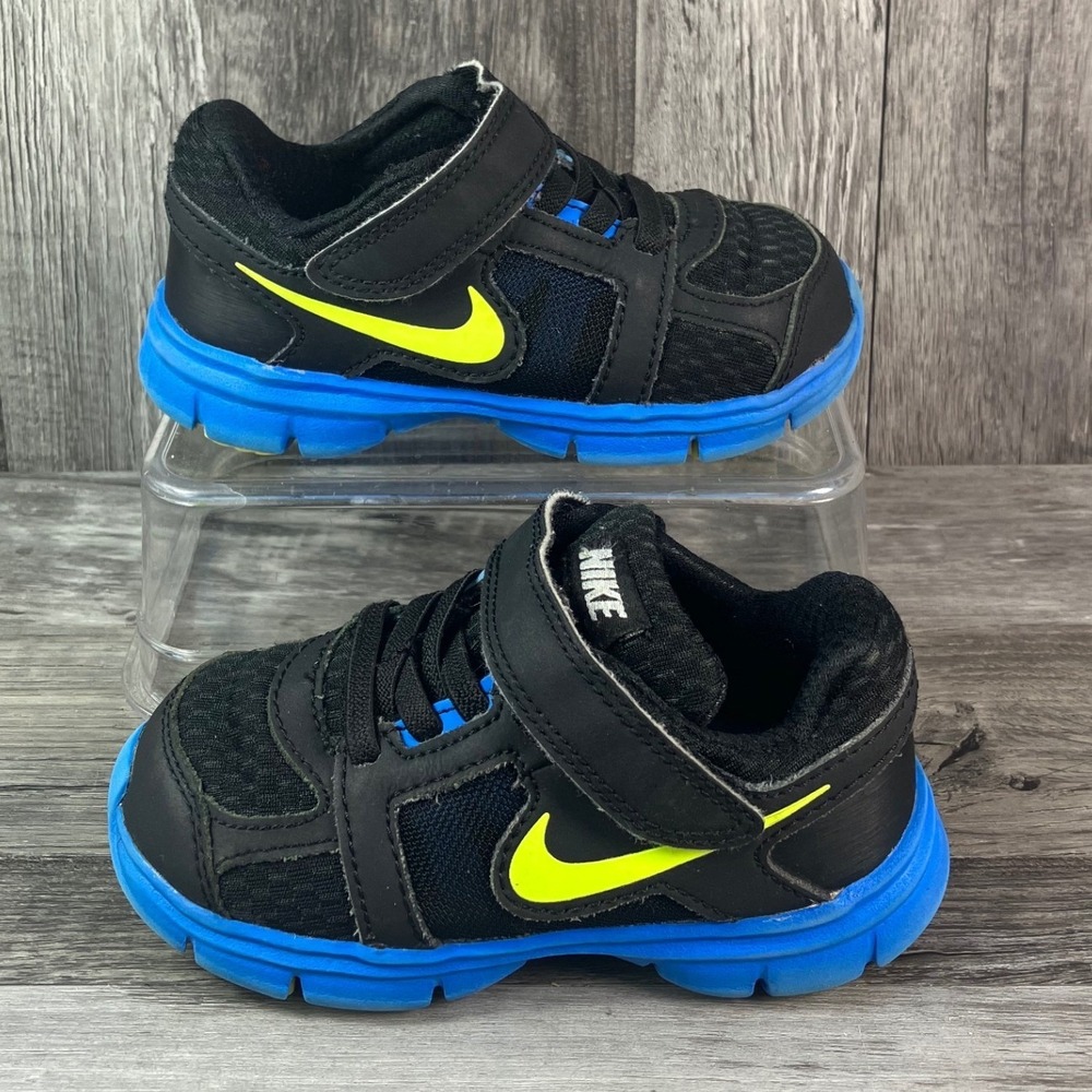 Nike Free Run 2 TD Toddler Sneakers Black Blue Volt 457031-013 Size 7C